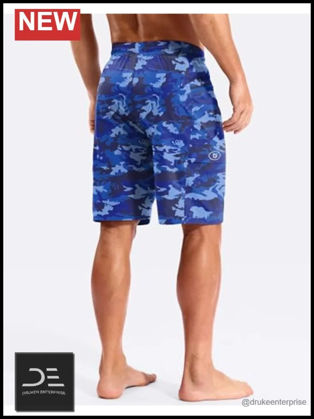 Men's 9-inch Board Shorts with Zipper Pockets, Quick Dry No Mesh Liner